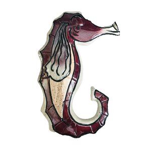 Blue Sky Ceramic Seahorse Heather Goldminc Artisan Wall Decor Burgundy 6.25"